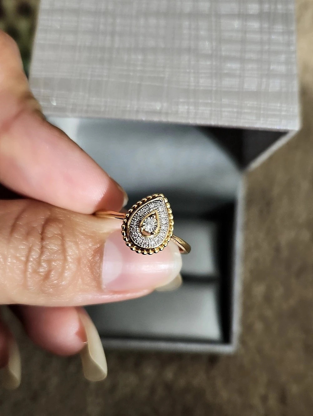 Zales Pear Halo Ring in Gold